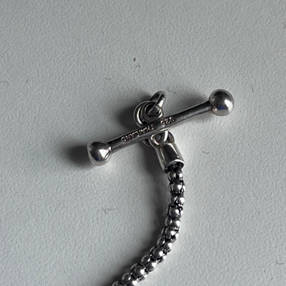 Vintage Michael Dawkins toggle sterling silver 36" necklace, caviar and oblong - Picture 6 of 16